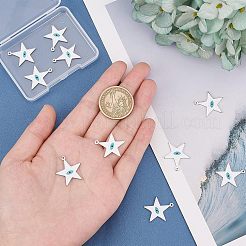 304ステンレススチールエナメルペンダント10個  目の悪の星  ステンレス鋼色  ホワイト  22x20x1mm  穴：1.2mm&nbsp;STAS-NB0001-27