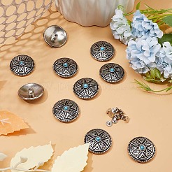 亜鉛合金装飾リベット10セット  合成ターコイズと鉄のネジで  財布用  バッグ  革工芸装飾  フラットラウンド  ターコイズ  28.5x9mm  穴：2mm&nbsp;BUTT-GF0001-20
