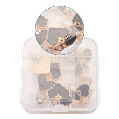 合金エナメルチャーム  ハート  ブラック  ゴールドカラー  12.5x10x1.5mm  穴：4mm  60個/箱&nbsp;ENAM-TA0002-11