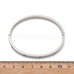 女性用304ステンレススチールラインストーンバングル  ステンレス鋼色  内径：2x2-3/8インチ（5.1x60cm）&nbsp;BJEW-Z092-05P