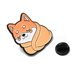 毛布のエナメルピンをつけた柴犬  バックパック用合金ラペルピンバック  砂茶色  30.5x27mm&nbsp;LS-JEWB-I055-04EB-02