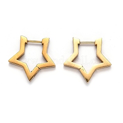 304ステンレススチール製スターハギーフープピアス  ゴールドカラー  20x21x3mm  ピン：1mm&nbsp;STAS-J033-05G