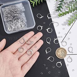 120個 2スタイル 304ステンレススチール フレンチフックピアス金具  180個のオープン丸カン付き  ステンレス鋼色  14.5~15x10~12x2mm  穴：1~1.5mm  60個/スタイル&nbsp;STAS-UN0038-45