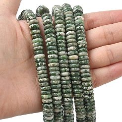 天然グリーンスポットジャスパービーズ連売り  ディスク  8x3mm  穴：1.4mm  約125個/連  15.28''（38.8センチメートル）&nbsp;G-G329-A01-3x8mm