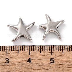 ラックメッキ真鍮製ビーズ  カドミウムフリー＆鉛フリー  長持ちメッキ  スター  プラチナ  11x12.5x4mm  穴：1.6mm&nbsp;KK-S406-07P