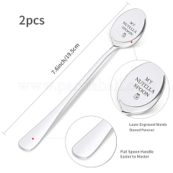 ステンレススチールスプーン  黒い言葉で  ステンレス鋼色  ボトル模様  196x32mm  2個/セット&nbsp;AJEW-WH0160-020