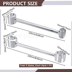 クロムバナジウム鋼レンチツール2個  ステンレス鋼色  22x2~3.5x2.75~2.95cm&nbsp;TOOL-WH0165-32