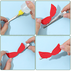 50個 5色布製羽根飾りアクセサリー  DIYヘアアクセサリー用  ミックスカラー  28x62x1mm  10個/カラー&nbsp;DIY-GF0012-52