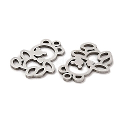 変色しない201ステンレススチールペンダント  クマのチャーム  ステンレス鋼色  17x13.5x1mm  穴：1.4mm&nbsp;STAS-E200-02P