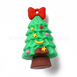 クリスマス pvc プラスチック大きなペンダント  クリスマスツリー  ライム  52.5x29mm  穴：3mm&nbsp;X1-KY-C009-11