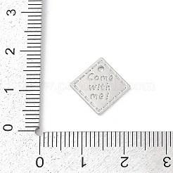 ラックメッキ合金ペンダント  言葉で四角く、私と一緒に来てください  鉛フリー＆ニッケルフリー＆カドミウムフリー  プラチナ  14.5x14.5x1.5mm  穴：1.2mm&nbsp;PALLOY-S038-04B-P