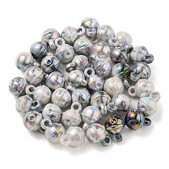 UVメッキレインボー虹色アクリルパーツ  鐘  ライトグレー  20.5x15.5mm  穴：3.5mm&nbsp;OACR-P010-19B