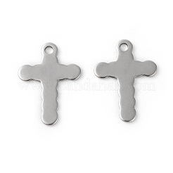 変色しにくい304ステンレススチールペンダント  クロス  ステンレス鋼色  18x13x0.8mm  穴：1.5mm&nbsp;LS-STAS-F192-071P