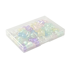 40 個の UV メッキレインボー虹色アクリルビーズ  グリッターパウダー付き  ハート  ミックスカラー  16.5x22.5x9mm  穴：1.6mm&nbsp;OACR-FS0002-25