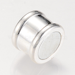 端が接着された真鍮のマグネットクラスプ  ニッケルフリー  コラム  銀色のメッキ  20x14x14mm  半分穴：12mm&nbsp;KK-R052-22S