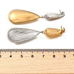 304ステンレススチールツートンダングルスタッドピアス  ゴールデン·ステンレス鋼色  ティアドロップ  55x15mm&nbsp;EJEW-M104-01A-PG