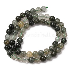 天然石グリーンルチルクォーツビーズ連売り  ラウンド  6mm  穴：1mm  約63~70個/連  15.35インチ（39cm）&nbsp;G-E561-14-6mm