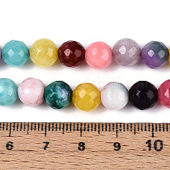 染め加工天然石ホワイトジェイドビーズ連売り  ラウンド  多面カット  ミックスカラー  8mm  穴：0.9mm  約49~50個/連  37~38cm&nbsp;G-T139-8mm-60-09