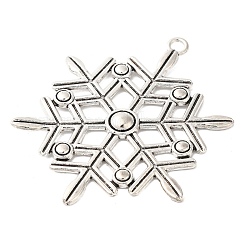 チベットスタイル合金スノーフレーク大きなペンダント  カドミウムフリー＆鉛フリー  アンティークシルバー  58x47x3mm  穴：3mm&nbsp;TIBEP-5252-AS-LF