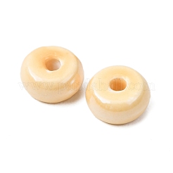 手作りの陶器ビーズ  フラットラウンド  光沢釉の磁器  ベージュ  9x5mm  穴：2mm&nbsp;PR-Z001-01B