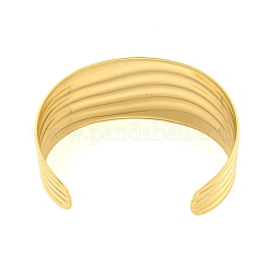 304ステンレススチール製ウェーブオープンカフバングル（女性用）  18KGP本金メッキ  内径：2-1/2インチ（2-1/8cm）&nbsp;BJEW-Q344-02G