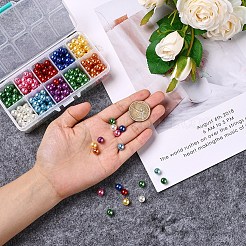 パール調アクリルビーズ  染め  ラウンド  ミックスカラー  8x7.5mm  穴：2mm  10色  30個/カラー  300個/箱&nbsp;PACR-CJ0001-08