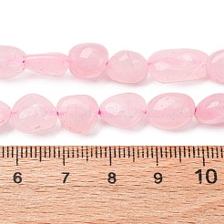 天然石ローズクォーツビーズ連売り  ナゲット  タンブルストーン  8.5~13x7.5~9.5x4~7.5mm  穴：1mm  約40~42個/連  15.16''~15.55''（38.5~39.5センチメートル）&nbsp;G-K395-A01-02