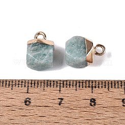 天然石アマゾナイトペンダント  ポリゴンのチャーム  金色の真鍮ループ  ゴールドカラー  11.5~14x7~9.5x7~9.5mm  穴：1.6~1.8mm&nbsp;G-N359-18G-18