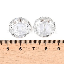 アクリルラインストーンボタン  2穴  多面カット  フラットラウンド  クリスタル  18.5x18x6.5mm  穴：1mm&nbsp;X-BUTT-J003-01