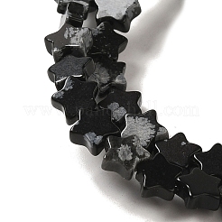 天然石スノーフレークオブシディアンビーズ連売り  スター  6x5.5x2mm  穴：0.8mm  約75個/連  14.57インチ（37cm）&nbsp;G-G085-B37-02