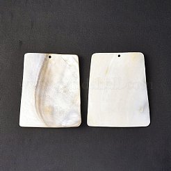 淡水シェルビッグサイズペンダントトップ  台形チャーム  貝殻色  76x64.5x6mm  穴：2.5mm&nbsp;SHEL-C003-08