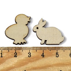 100個の木製カボション  雪の結晶/ウサギ/蝶  ベージュ  19.5~23x15.5~22.5x2.5mm  100個/セット&nbsp;WOOD-G020-04