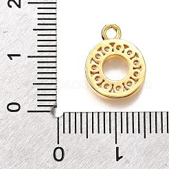 真鍮製マイクロパヴェキュービックジルコニアペンダント  ゴールドカラー  ラウンド  13.5x11x2mm  穴：1.6mm&nbsp;KK-D385-02G-02