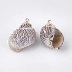 電気メッキ巻き貝ペンダント  鉄パーツ  ゴールドカラー  シエナ  27~34x20~27x14~19mm  穴：1.2mm&nbsp;X-SSHEL-T009-20