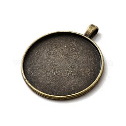 ビンテージチベットスタイルの合金の大きなペンダントカボションのセッティング  プレーンエッジベゼルカップ  カドミウムフリー＆ニッケルフリー＆鉛フリー  アンティークブロンズ  フラットラウンドトレイ：40mm  52x43x2mm  穴：3mm  約81個/キログラム&nbsp;TIBEP-M018-117AB-NF