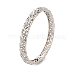 女性用真鍮ヒンジ付きバングル  ラックめっき  プラチナ  1/4インチ（0.8cm）  内径：2-3/8インチ（5.95cm）&nbsp;BJEW-D313-01P
