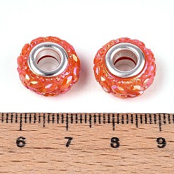 不透明樹脂ヨーロッパビーズ  大穴ビーズ  銀色メッキの真鍮芯のロンデル  トマト  13.5~14x8.2~9mm  穴：5mm&nbsp;RESI-T057-29J