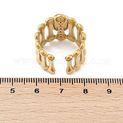 304ステンレススチールのワイドオープンカフリング  女性用楕円形天然宝石リング  18KGP本金メッキ  イオンプレーティング（ip）  18mm  調整可能&nbsp;RJEW-Z078-10G