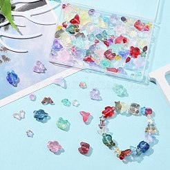 120 個 12 スタイル透明ガラスビーズセット  亀と蝶と花とハートと星と魚  ミックスカラー  6~18x6~15x3~9mm  穴：0.7~1.2mm&nbsp;GLAA-FS0001-69