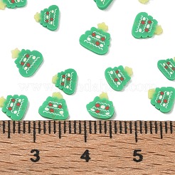 クリスマスの手作りポリマー粘土カボション  レジンクラフトやDIYプロジェクト用のポリマークレイスライス  クリスマスツリー  グリーン  4.5~7x4.5~6.5x0.6~0.8mm&nbsp;PY-CBA2910-01B