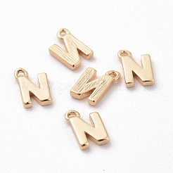 真鍮製チャーム  文字L  ニッケルフリー  18KGP本金メッキ  文字.n  8.5x5.5x1.5mm  穴：0.8mm&nbsp;X-KK-S350-167N-G