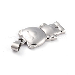 変色しない304ステンレススチールペンダント  クマ  ステンレス鋼色  30x16x4mm  穴：3.5x8mm&nbsp;STAS-G246-04