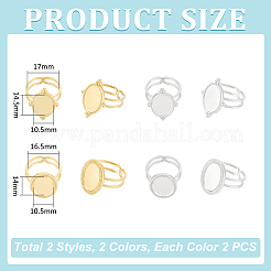 304ステンレススチール製カフリング金具  楕円形のパッドリングベースセッティング金具  ゴールデン·ステンレス鋼色  トレイ：14x10.5mm  内径：16.5~17mm  2個/スタイル&nbsp;FIND-UN0003-47A