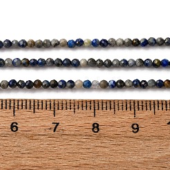 天然石ラピスラズリビーズ連売り  多面カット  ラウンド  2mm  穴：0.5mm  約226個/連  15.55インチ（39.5cm）&nbsp;G-L629-B01-2mm-02