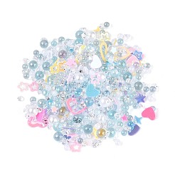 プラスチック、樹脂、ガラスの輝くネイルアートグリッター  マニキュアスパンコール  キラキラネイルスパンコール  混合図形  ライトブルー  2~6x2~7x0.3~1.5mm  約28125個/袋&nbsp;MRMJ-T080-13E