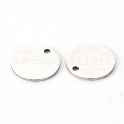 変色しない201ステンレススチール製刻印入りブランクタグペンダント  フラットラウンド  ステンレス鋼色  12x1mm  穴：1.4mm&nbsp;X-STAS-T058-12mm-P