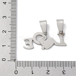 ステンレスペンダント201個  レーザー切断  言葉の愛のチャーム  変色防止  ステンレス鋼色  12x28x1mm  穴：7x3mm&nbsp;STAS-Q342-41P