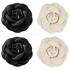 鉄クリップ付きイミテーションレザーシューズバックルクリップ4個2色  靴の装飾  花  ミックスカラー  65x65mm  2個/カラー&nbsp;FIND-CL0001-94