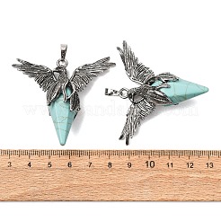 天然石&合成ミックスストーンペンダント  鳥  アンティークシルバー  47x53x19mm  穴：6x4mm&nbsp;GG-C001-02