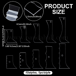 アクリル製陶器エッジツール10個  紙ステッカー1枚付き  透明  80x61x2.5mm  穴：8.5mm&nbsp;DIY-BC0017-29
